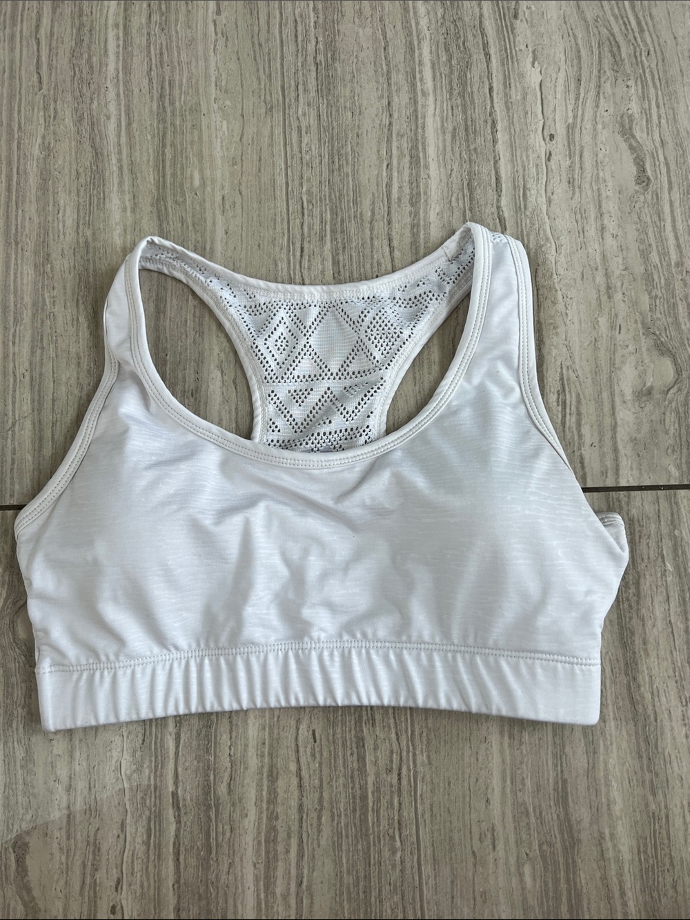 ZYIA White Racerback Lace-Detail Sports Bra